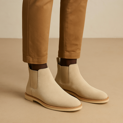 Botas Chelsea clásicas de ante para hombre - botas sin cordones con laterales elásticos para una versatilidad durante todo el año