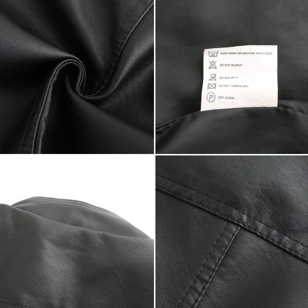 Jaqueta de couro PU com pescoço levantado feminino