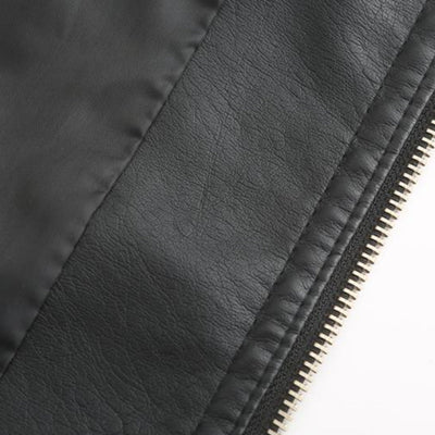 Jaqueta de couro PU com pescoço levantado feminino