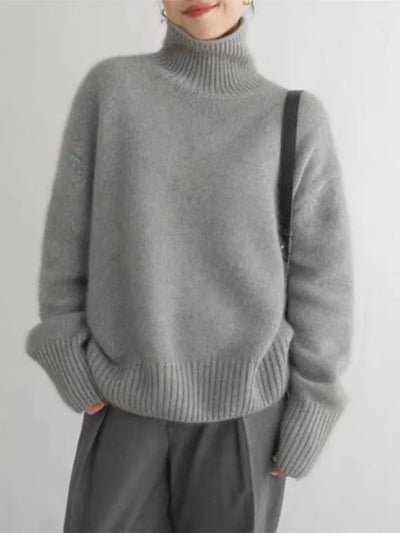Jersey de pescoço alto e elegante e aconchegante