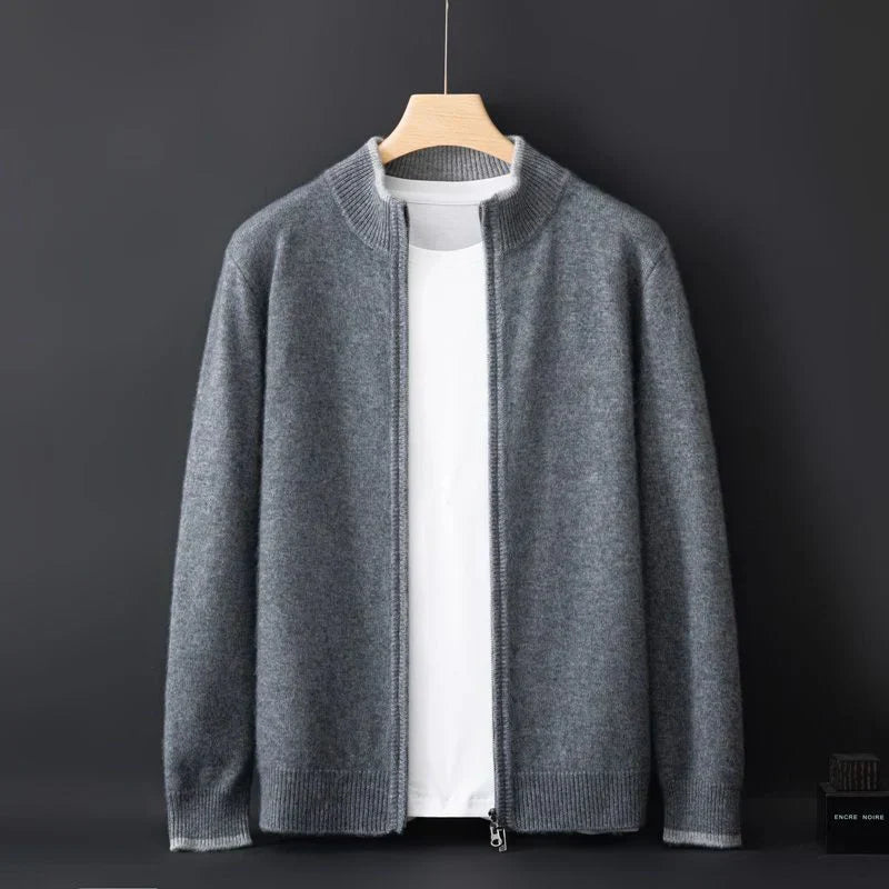Jaqueta Zip Caxemira para homens quentes e elegantes