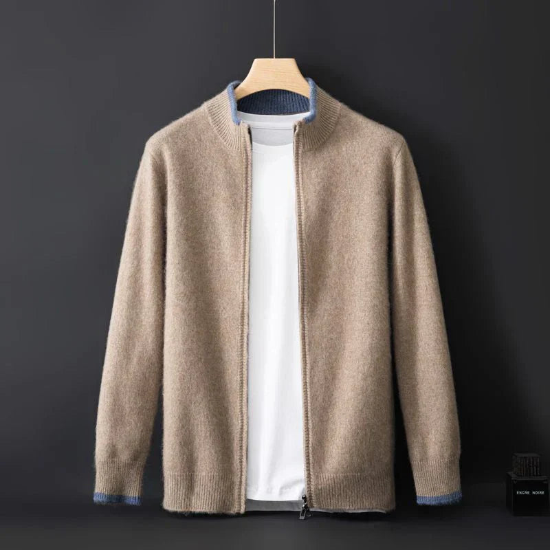 Jaqueta Zip Caxemira para homens quentes e elegantes