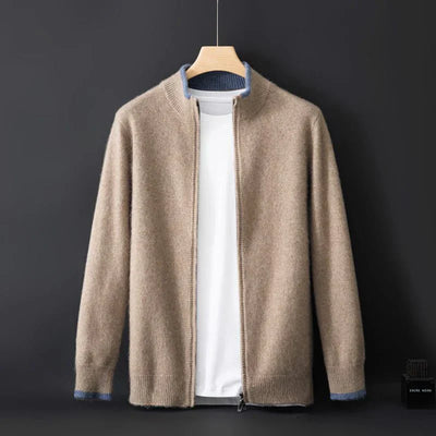 Jaqueta Zip Caxemira para homens quentes e elegantes