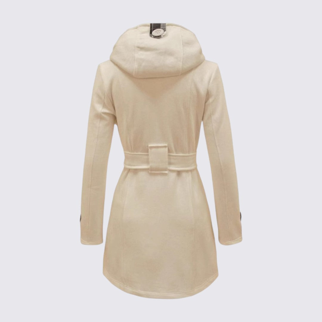 Damen Mantel mit Kapuze – Trench Mantel – Mit Gürtel