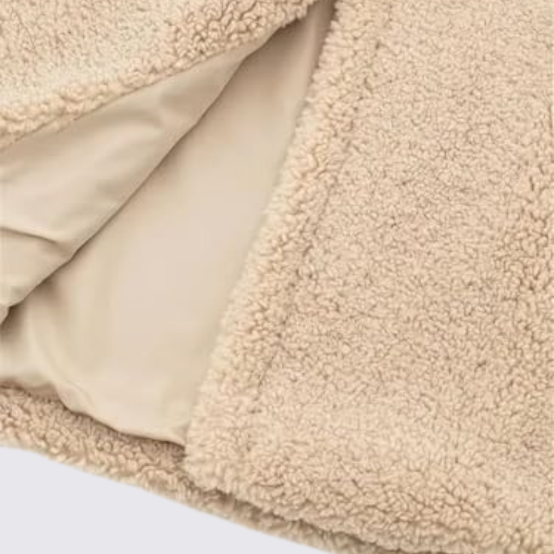 Damen Mantel mit Knopfleiste – Teddy Mantel – Lang Geschnitten