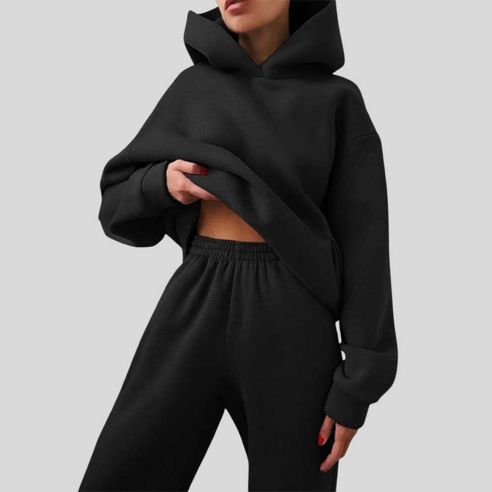 Damen Zweiteiler mit Kapuze – Langarm Set – Bequemer Schnitt