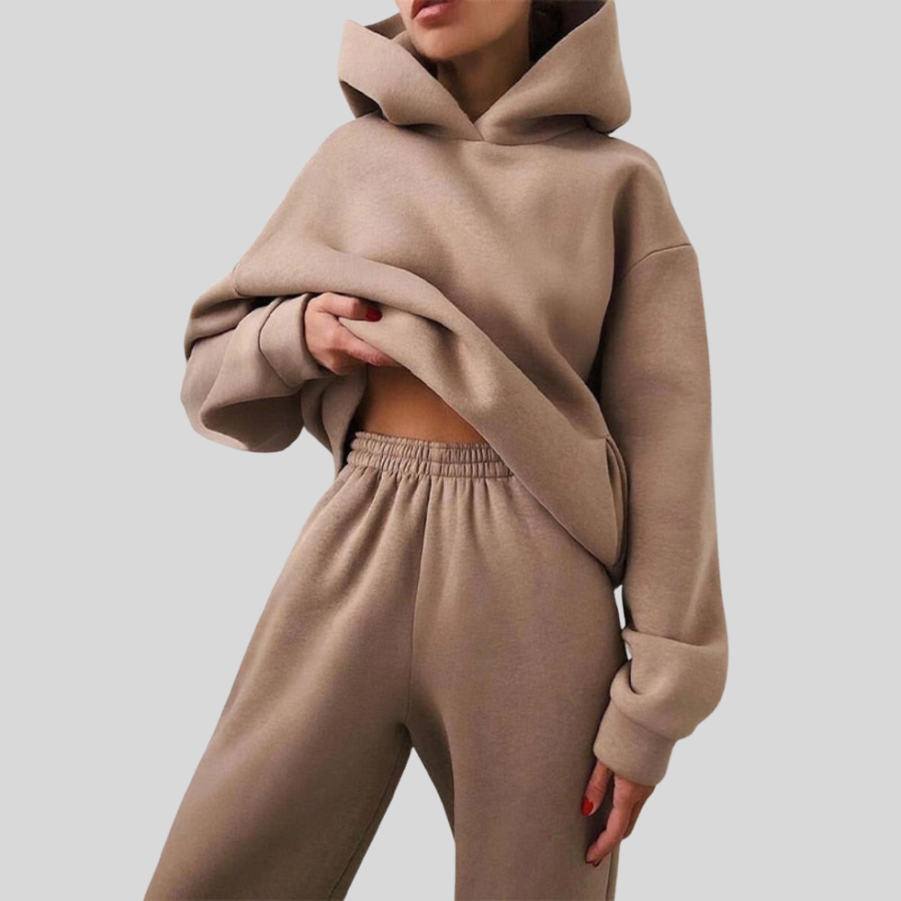Damen Zweiteiler mit Kapuze – Langarm Set – Bequemer Schnitt