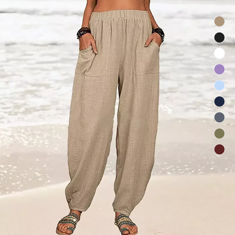 Nova calça casual de Harén de mulheres em cores sólidas