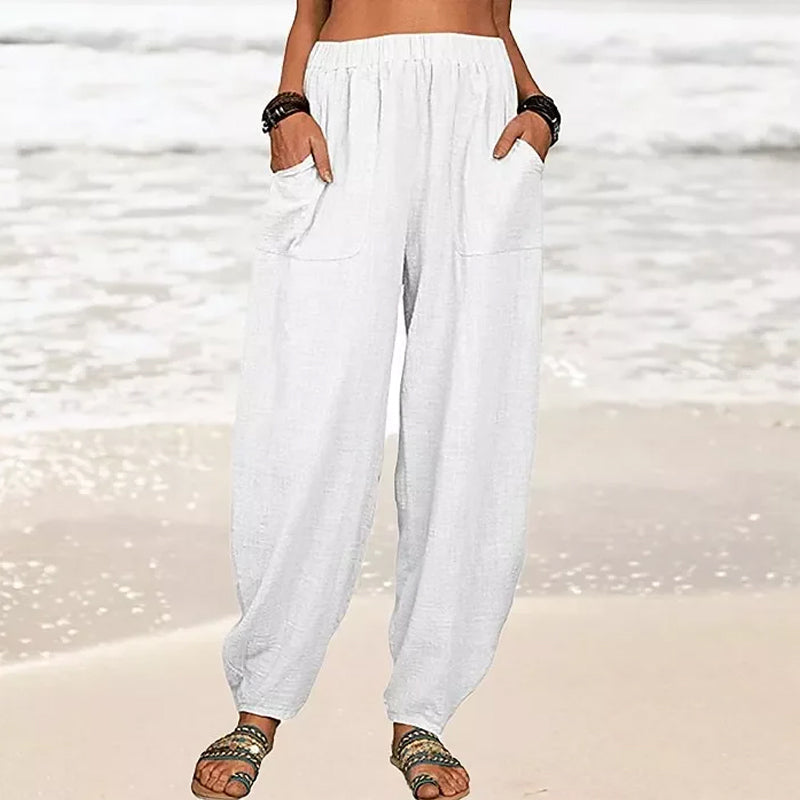 Nova calça casual de Harén de mulheres em cores sólidas
