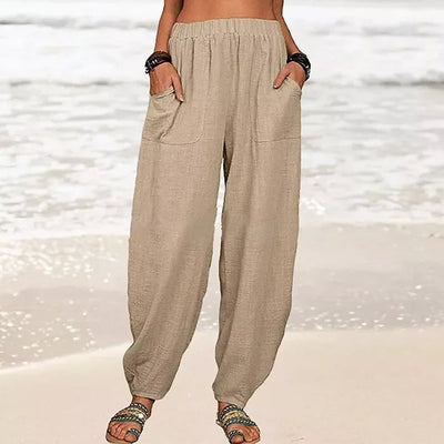 Nova calça casual de Harén de mulheres em cores sólidas