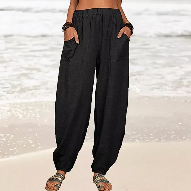 Nova calça casual de Harén de mulheres em cores sólidas