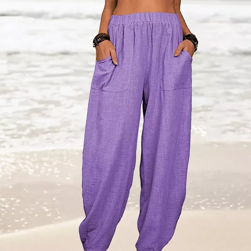 Nova calça casual de Harén de mulheres em cores sólidas