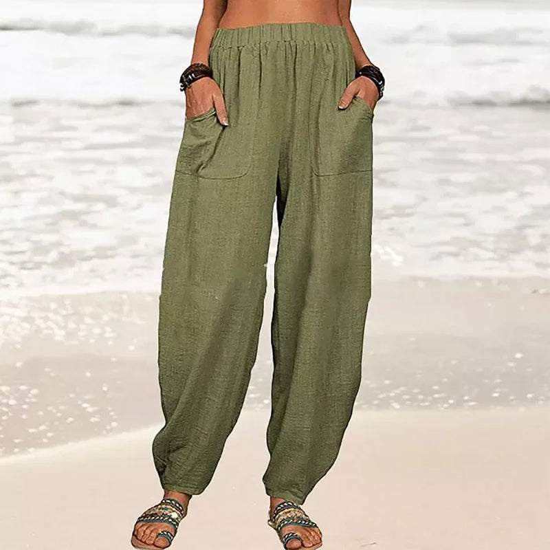 Nova calça casual de Harén de mulheres em cores sólidas
