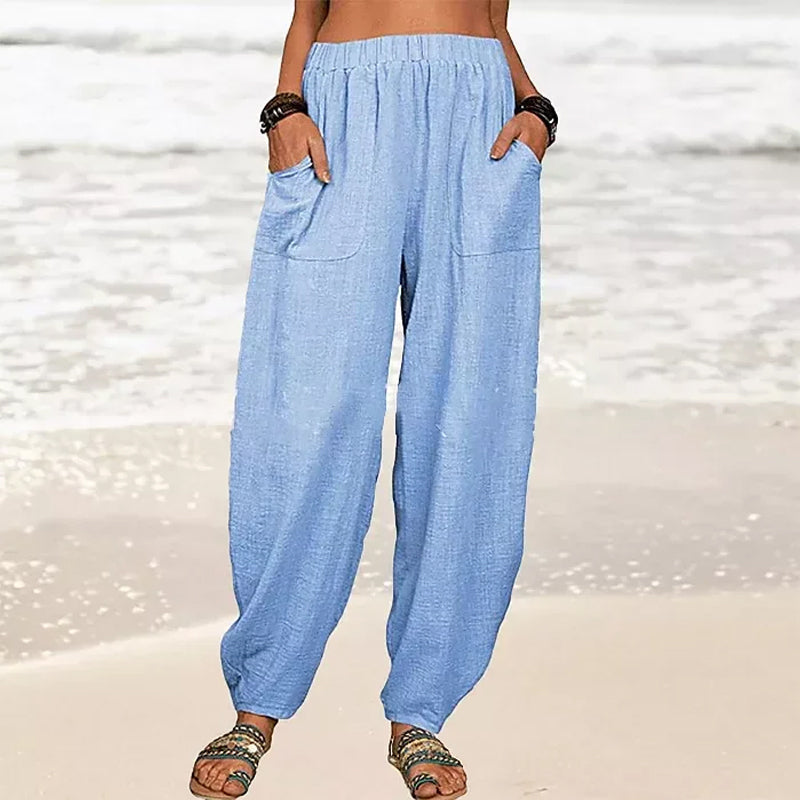 Nova calça casual de Harén de mulheres em cores sólidas