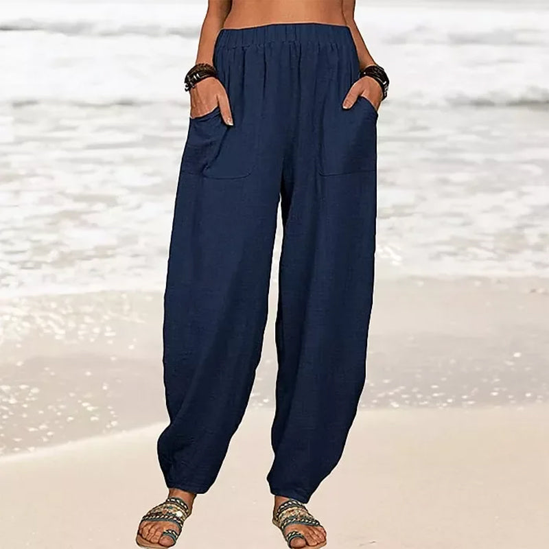 Nova calça casual de Harén de mulheres em cores sólidas
