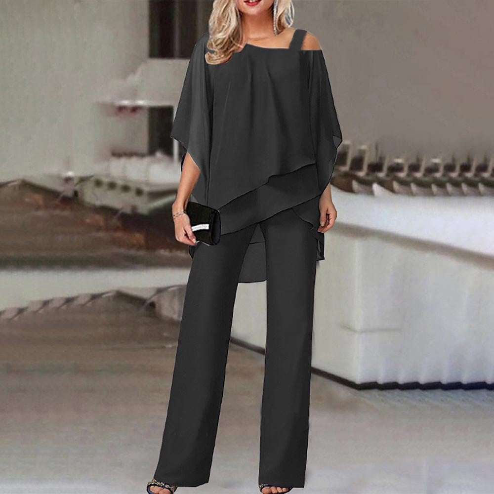 Set di 2 pezzi per donna | Spalle scoperte, poliestere fluido