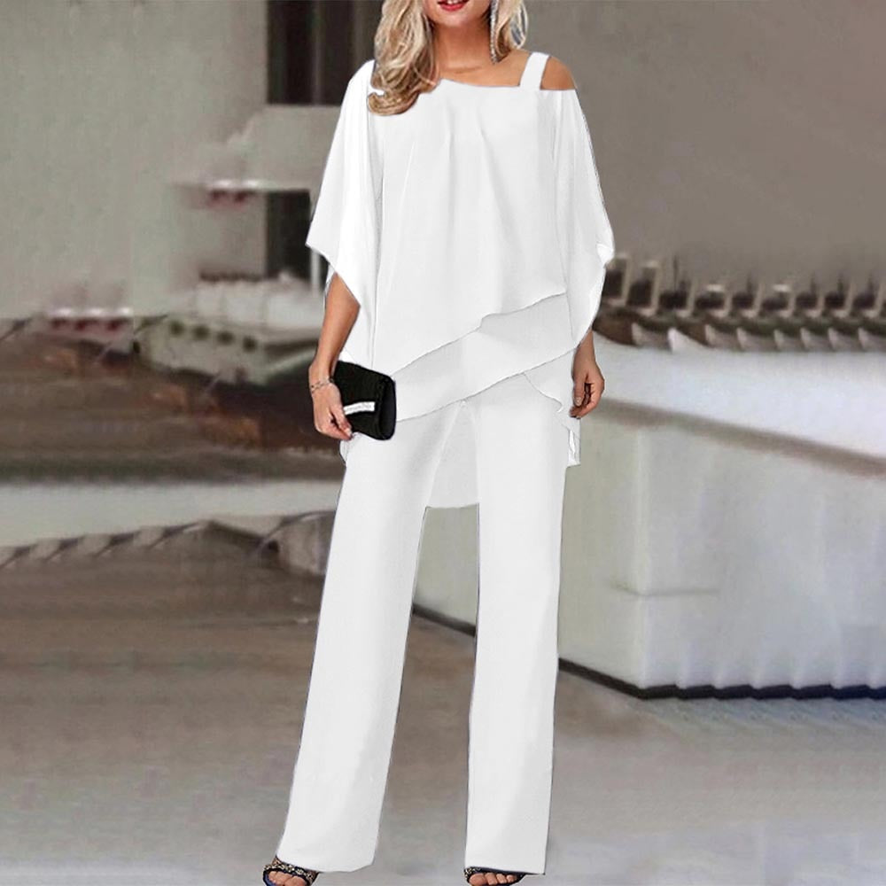 Set di 2 pezzi per donna | Spalle scoperte, poliestere fluido