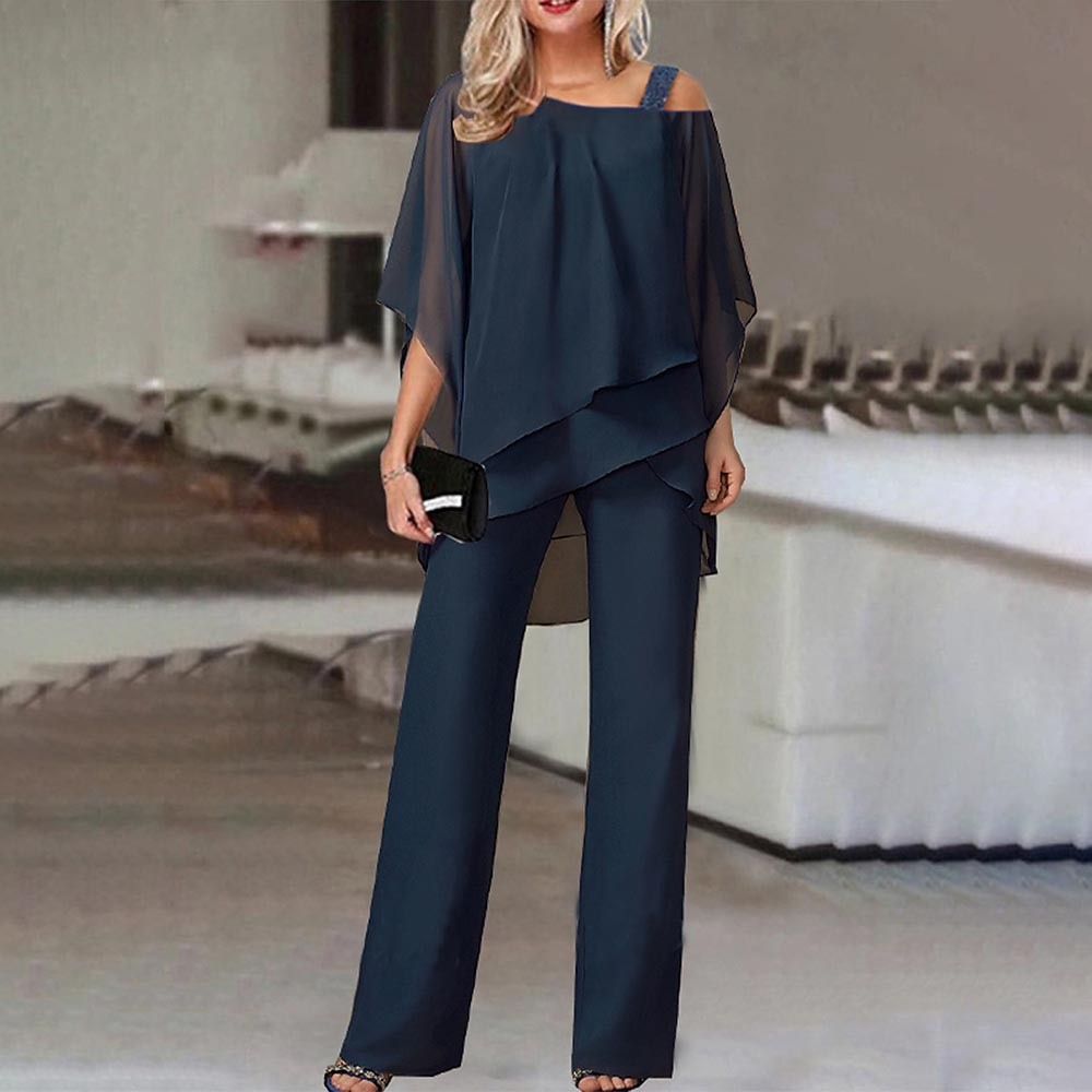 Set di 2 pezzi per donna | Spalle scoperte, poliestere fluido