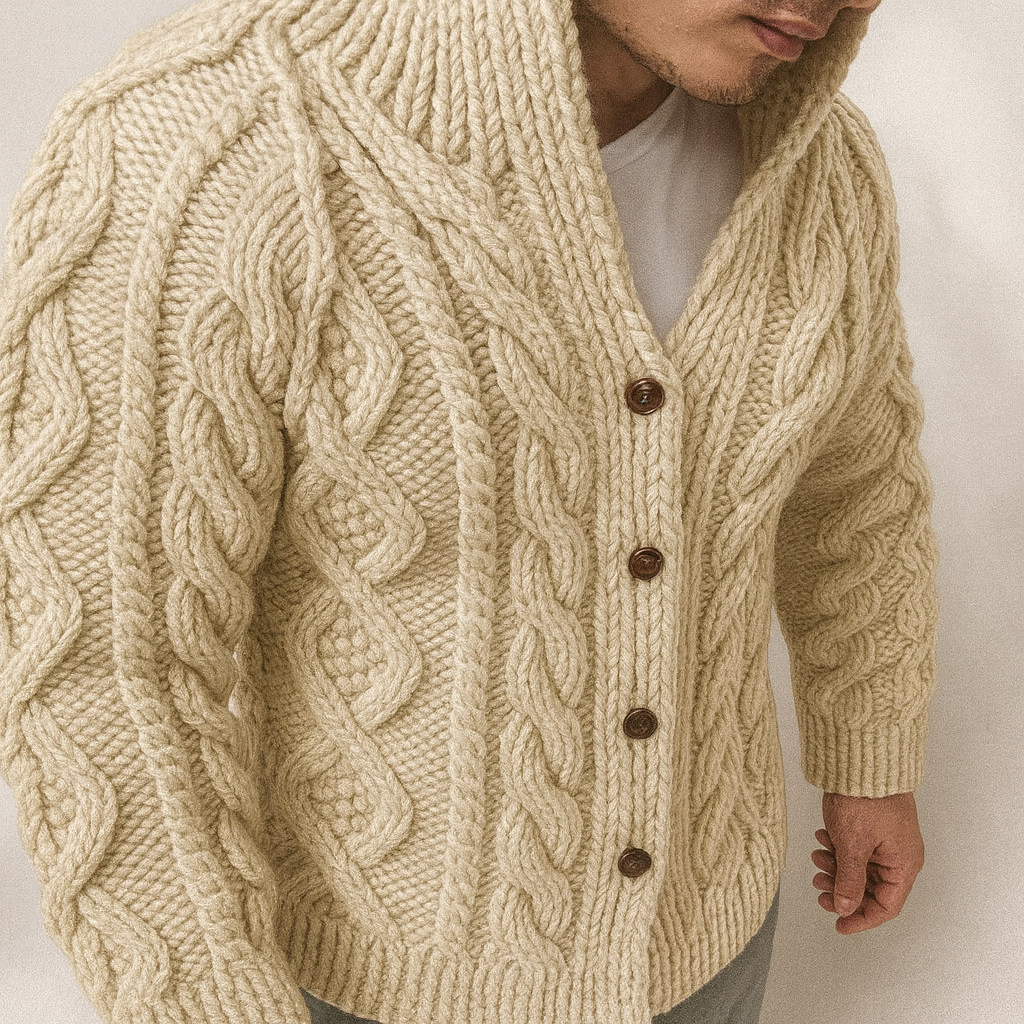 Cardigan  with model apricot