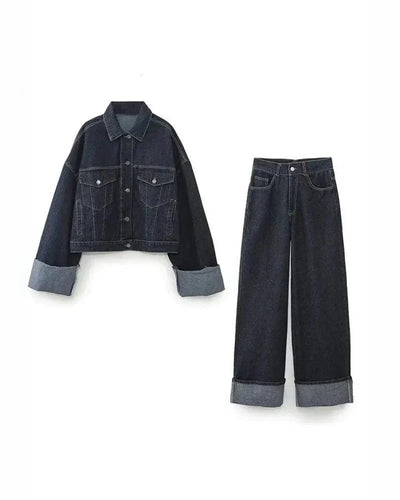 Duas peças de cowboy com jeans e calças longas - mulher