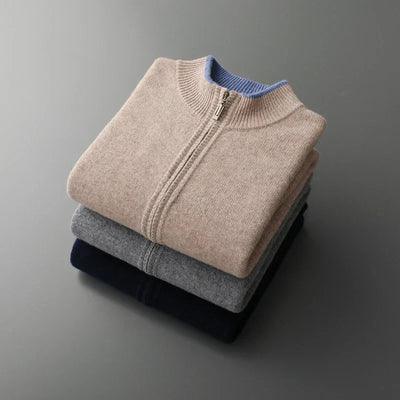 Jaqueta Zip Caxemira para homens quentes e elegantes
