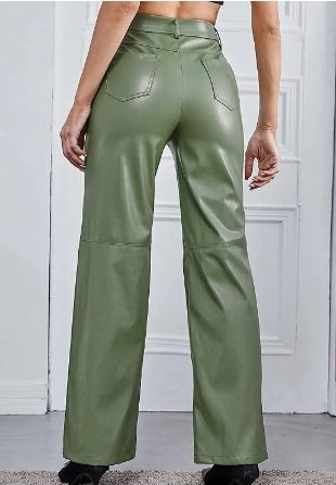 Calças de couro de moda com um ajuste confortável para a primavera - mulheres