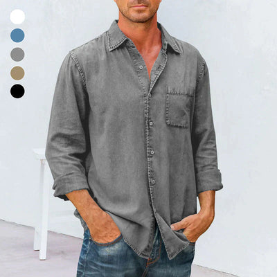 Camisa de cowboy longa -suspensa com botões masculinos