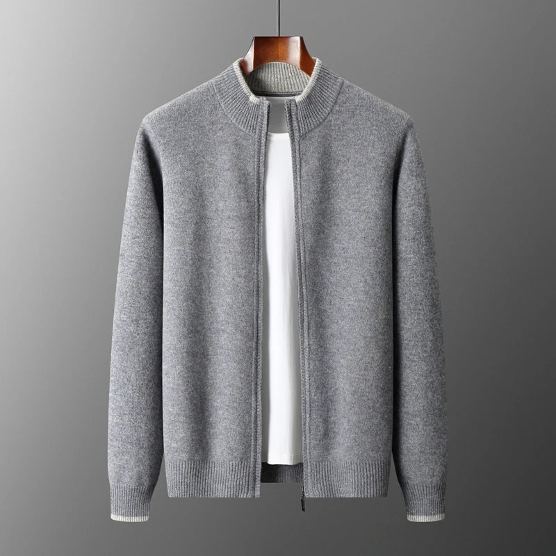 Jaqueta Zip Caxemira para homens quentes e elegantes