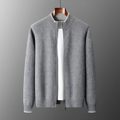 Jaqueta Zip Caxemira para homens quentes e elegantes