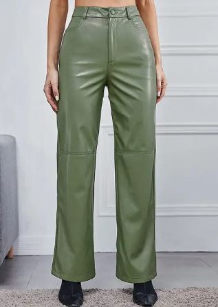Calças de couro de moda com um ajuste confortável para a primavera - mulheres