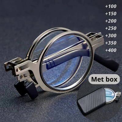 FOLDOX: gafas de lectura plegables con lentes resistentes a los arañazos y estuche compacto