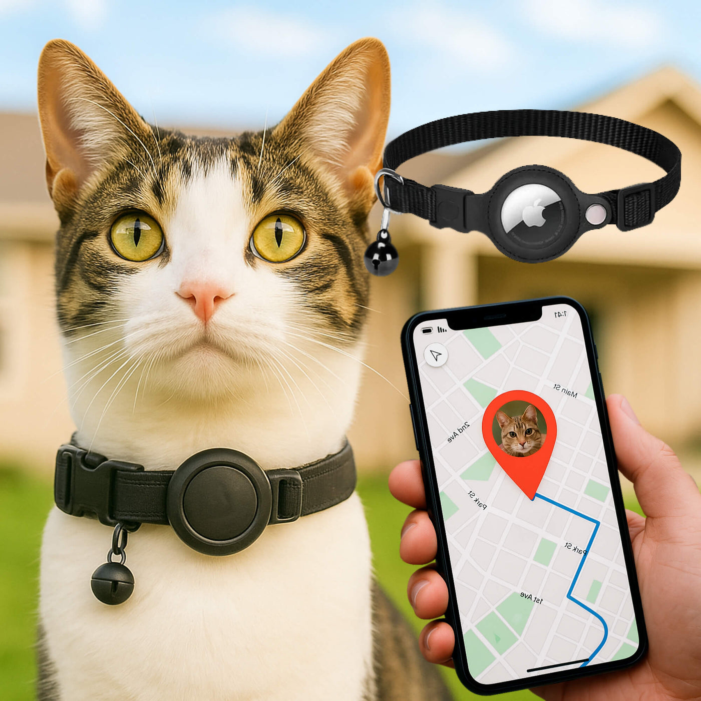 Colar de rastreador de gps gps | Fechamento rápido, design reflexivo e durável para aventuras seguras ao ar livre