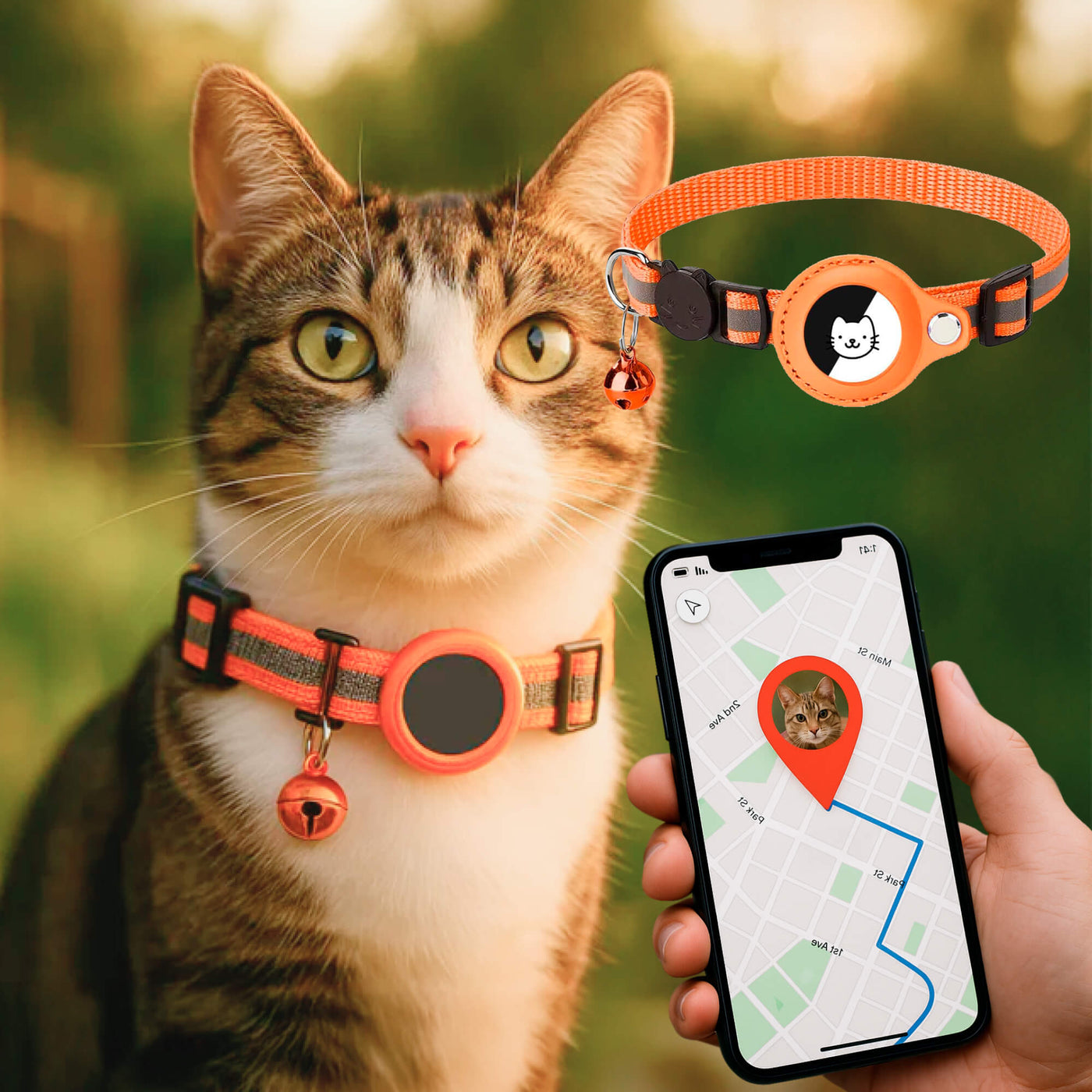 Colar de rastreador de gps gps | Fechamento rápido, design reflexivo e durável para aventuras seguras ao ar livre