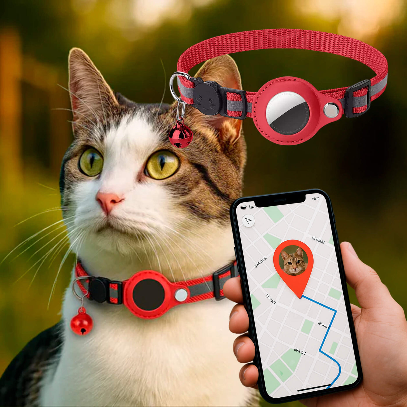 Colar de rastreador de gps gps | Fechamento rápido, design reflexivo e durável para aventuras seguras ao ar livre