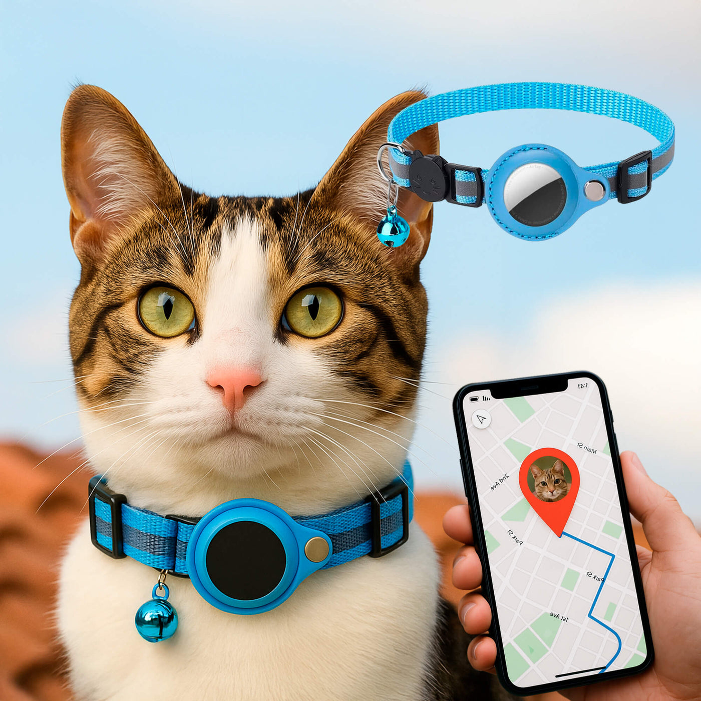 Colar de rastreador de gps gps | Fechamento rápido, design reflexivo e durável para aventuras seguras ao ar livre