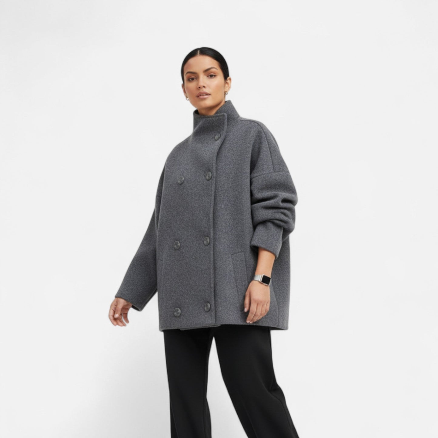 Damen Kurzmantel Hoher Kragen Chic