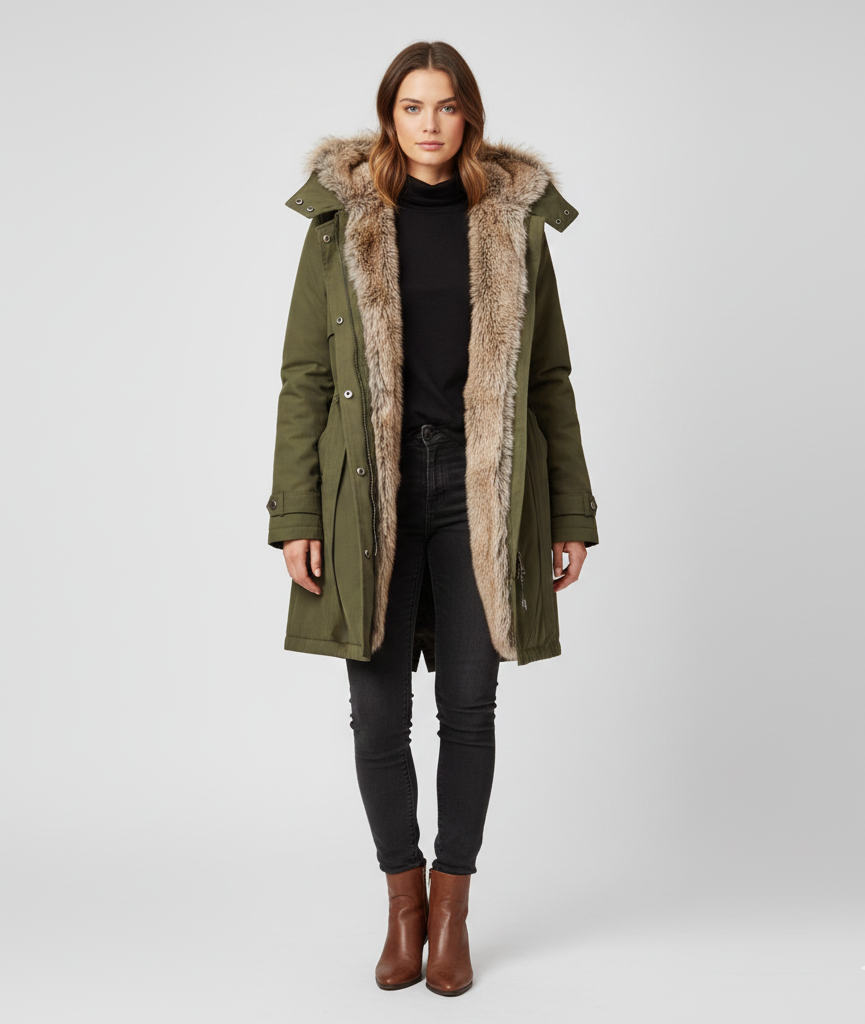 Damenparka mit Kunstfell