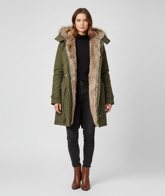 Damenparka mit Kunstfell