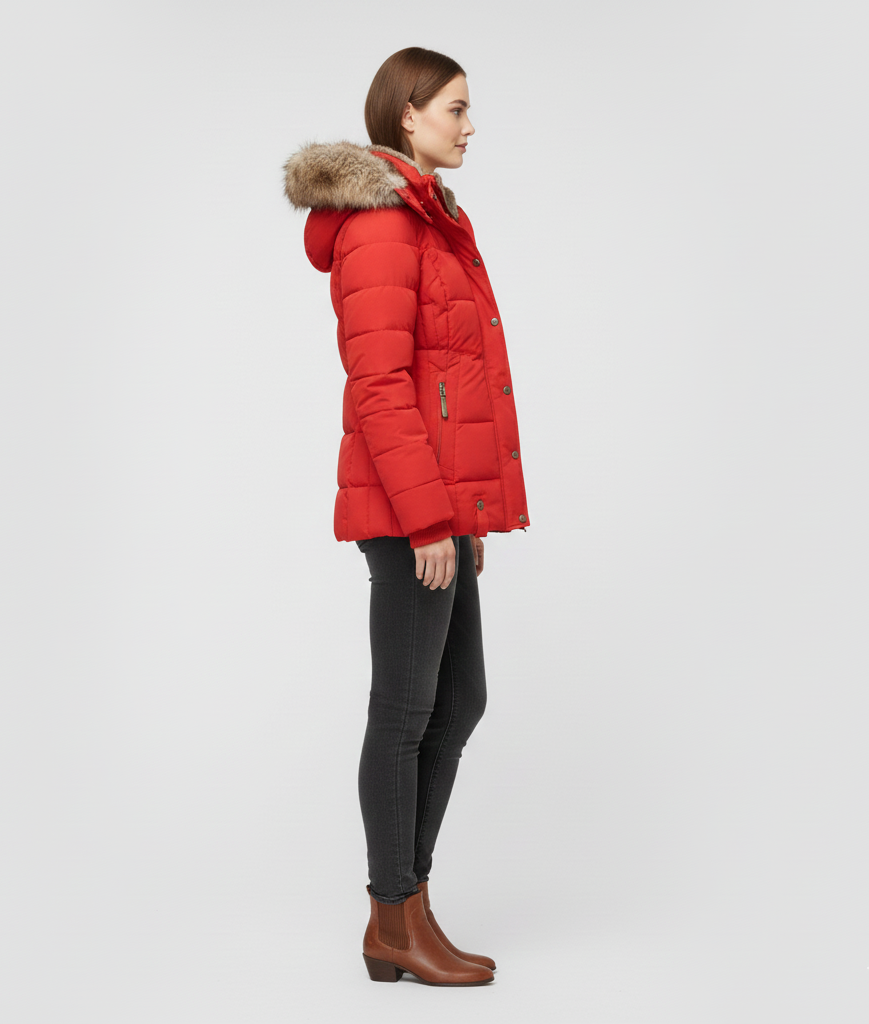 Wattierte Winterjacke mit Kapuze für Damen