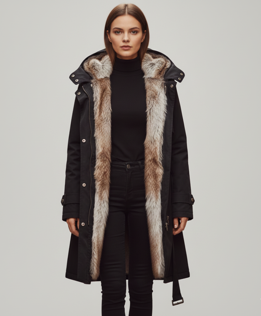 Damenparka mit Kunstfell