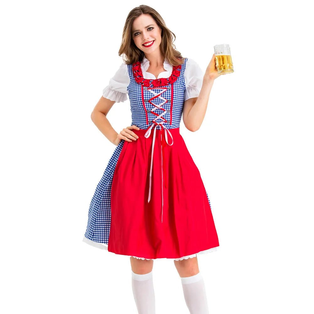 Vestido dirndl a cuadros con delantal | Oktoberfest