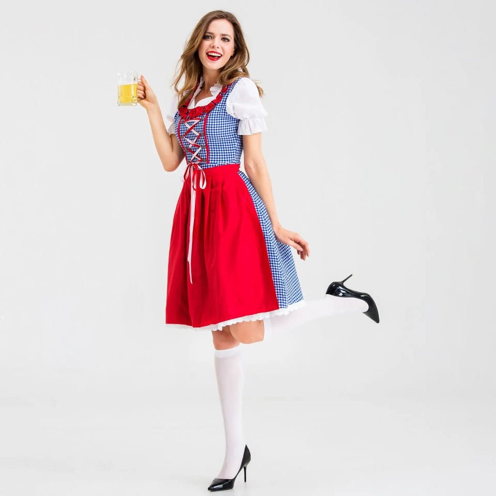 Vestido dirndl a cuadros con delantal | Oktoberfest