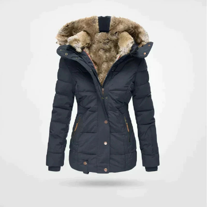 Warme und bequeme | dicke Winterjacke für Frauen mit Pelzfütterung