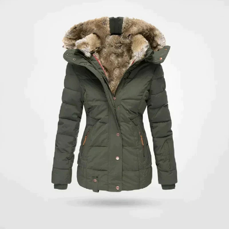 Warme und bequeme | dicke Winterjacke für Frauen mit Pelzfütterung