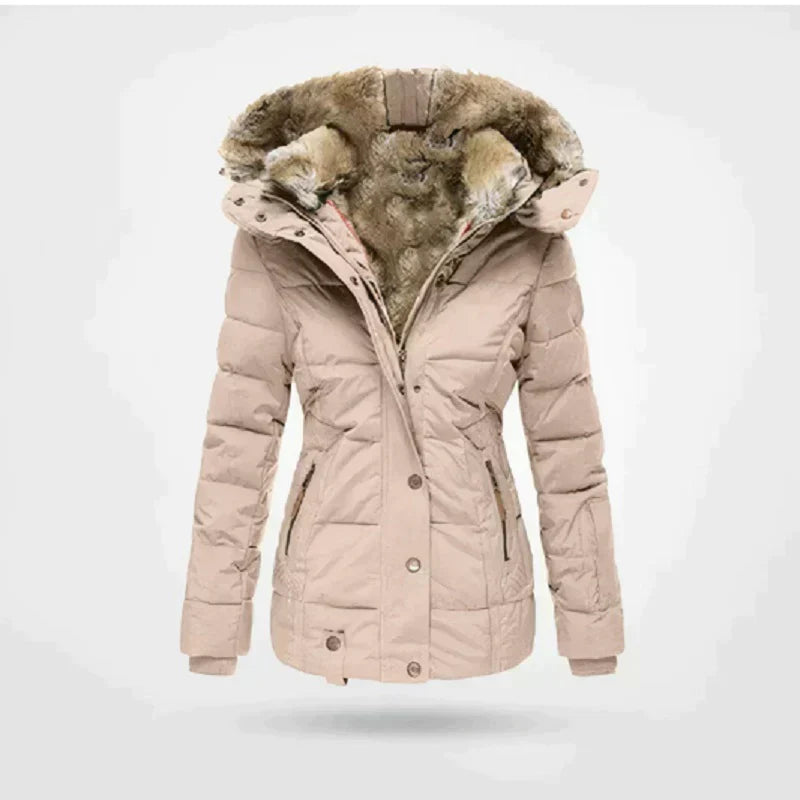 Warme und bequeme | dicke Winterjacke für Frauen mit Pelzfütterung