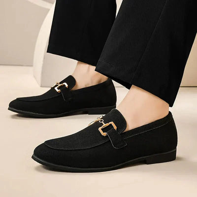 Nero - mocassins de camurça com fivela de metal