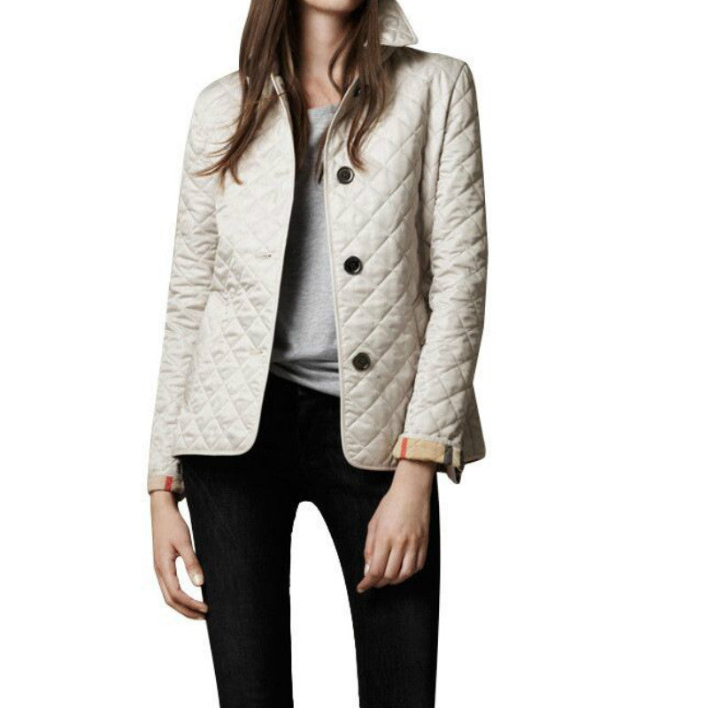 Jaqueta feminina elegante com um pescoço de aba