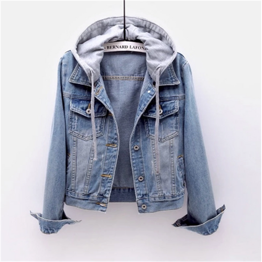 Anneke Denim Damenjacke | Lässiger Look für jeden Tag | Abnehmbare Kapuze