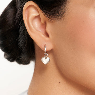 Boucles d'oreilles cœur de quartz blanc (argent)