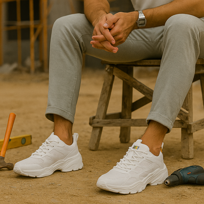 Sapatos de trabalho masculinos com tops de aço e sola não -deslizante